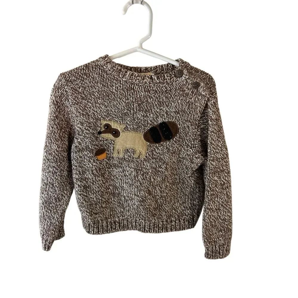 Gymboree boys sweater‎ size 18-24m brown raccoon rn#70530